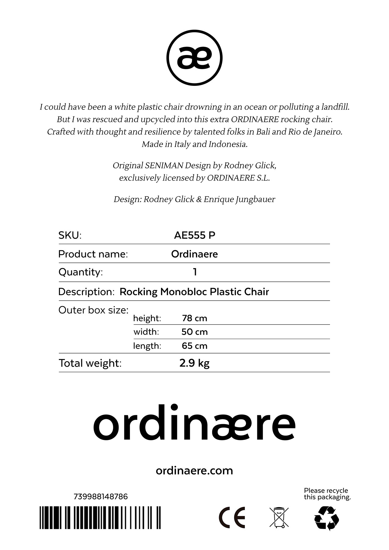 La chaise 'Ordinære' - The Monobloc. Reimagined.